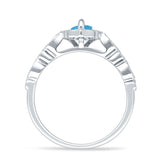 Art Deco Engagement Ring Halo Marquise Cubic Zirconia 925 Sterling Silver