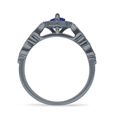 Art Deco Engagement Ring Halo Marquise Cubic Zirconia 925 Sterling Silver