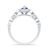 Art Deco Engagement Ring Halo Marquise Cubic Zirconia 925 Sterling Silver