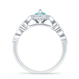 Art Deco Engagement Ring Halo Marquise Cubic Zirconia 925 Sterling Silver