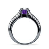 Round Engagement Ring Vintage Style Cubic Zirconia 925 Sterling Silver