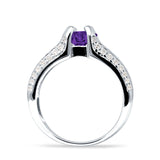 Round Engagement Ring Vintage Style Cubic Zirconia 925 Sterling Silver