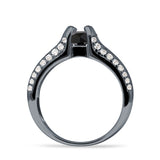 Round Engagement Ring Vintage Style Cubic Zirconia 925 Sterling Silver