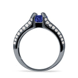 Round Engagement Ring Vintage Style Cubic Zirconia 925 Sterling Silver