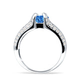 Round Engagement Ring Vintage Style Cubic Zirconia 925 Sterling Silver