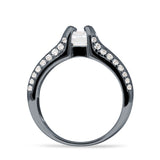 Round Engagement Ring Vintage Style Cubic Zirconia 925 Sterling Silver