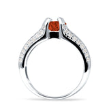 Round Engagement Ring Vintage Style Cubic Zirconia 925 Sterling Silver