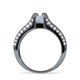 Round Engagement Ring Vintage Style Natural Moonstone 925 Sterling Silver