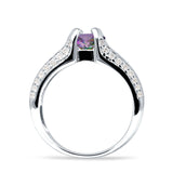 Round Engagement Ring Vintage Style Cubic Zirconia 925 Sterling Silver