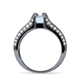 Round Engagement Ring Vintage Style Cubic Zirconia 925 Sterling Silver