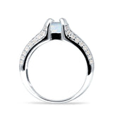 Round Engagement Ring Vintage Style Cubic Zirconia 925 Sterling Silver
