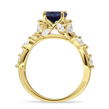 Round Infinity Marquise Vintage Style Floral Ring Lab Alexandrite 925 Sterling Silver