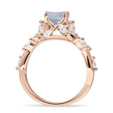 Round Infinity Marquise Vintage Style Floral Ring Natural Moonstone 925 Sterling Silver