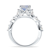 Round Infinity Marquise Vintage Style Floral Ring Natural Moonstone 925 Sterling Silver