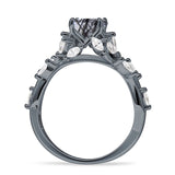 Round Infinity Marquise Vintage Style Floral Ring Natural Rutilated Quartz 925 Sterling Silver