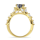 Round Infinity Marquise Vintage Style Floral Ring Natural Rutilated Quartz 925 Sterling Silver