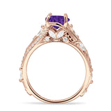Round Engagement Ring Split Shank Cubic Zirconia 925 Sterling Silver