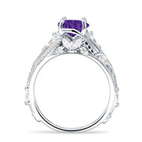 Round Engagement Ring Split Shank Cubic Zirconia 925 Sterling Silver