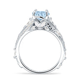 Round Engagement Ring Split Shank Cubic Zirconia 925 Sterling Silver
