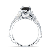 Round Engagement Ring Split Shank Cubic Zirconia 925 Sterling Silver