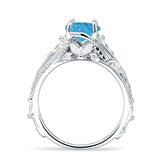 Round Engagement Ring Split Shank Cubic Zirconia 925 Sterling Silver