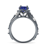 Round Engagement Ring Split Shank Cubic Zirconia 925 Sterling Silver