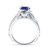 Round Engagement Ring Split Shank Cubic Zirconia 925 Sterling Silver