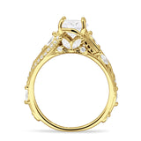 Round Engagement Ring Split Shank Cubic Zirconia 925 Sterling Silver