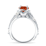 Round Engagement Ring Split Shank Cubic Zirconia 925 Sterling Silver