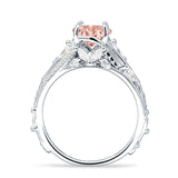 Round Engagement Ring Split Shank Cubic Zirconia 925 Sterling Silver