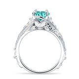 Round Engagement Ring Split Shank Cubic Zirconia 925 Sterling Silver