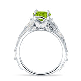 Round Engagement Ring Split Shank Cubic Zirconia 925 Sterling Silver
