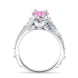 Round Engagement Ring Split Shank Cubic Zirconia 925 Sterling Silver