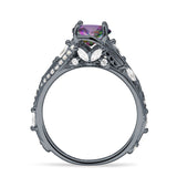 Round Engagement Ring Split Shank Cubic Zirconia 925 Sterling Silver