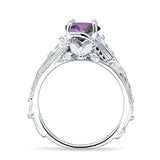 Round Engagement Ring Split Shank Cubic Zirconia 925 Sterling Silver