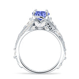 Round Engagement Ring Split Shank Cubic Zirconia 925 Sterling Silver