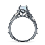 Round Engagement Ring Split Shank Cubic Zirconia 925 Sterling Silver
