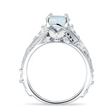 Round Engagement Ring Split Shank Cubic Zirconia 925 Sterling Silver