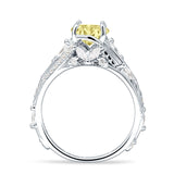 Round Engagement Ring Split Shank Cubic Zirconia 925 Sterling Silver
