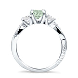 Three Stone Round Natural Green Amethyst Prasiolite Ring 925 Sterling Silver