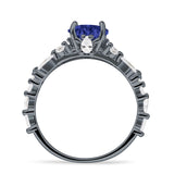 Vintage Style Round Engagement Ring Cubic Zirconia 925 Sterling Silver
