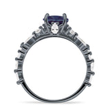 Round Lab Alexandrite Pear Teardrop Engagement Ring 925 Sterling Silver