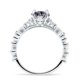 Round Natural Rutilated Quartz Pear Teardrop Engagement Ring 925 Sterling Silver