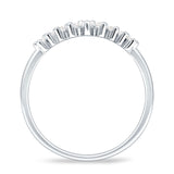 8mm Contour Curved V-Band Vintage Pear Teardrop Chevron Ring Cubic Zirconia 925 Sterling Silver