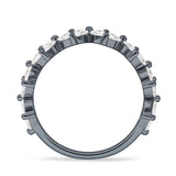 Floral Half Eternity Marquise Band Cubic Zirconia Ring 925 Sterling Silver