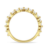 Floral Half Eternity Marquise Band Cubic Zirconia Ring 925 Sterling Silver