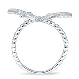Beaded Band Milgrain Butterfly Finger Ring Cubic Zirconia 925 Sterling Silver