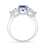 Three Stone Round Pear Teardrop Cubic Zirconia Trilogy Engagement Ring 925 Sterling Silver
