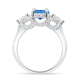 Three Stone Round Pear Teardrop Cubic Zirconia Trilogy Engagement Ring 925 Sterling Silver