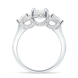 Three Stone Round Pear Teardrop Cubic Zirconia Trilogy Engagement Ring 925 Sterling Silver